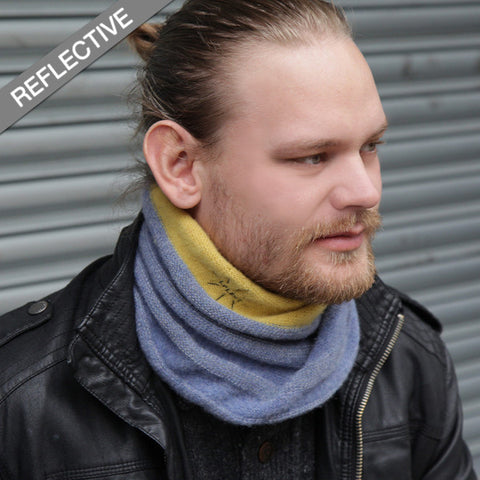 Reflective Twisted Wool Snood - Blue