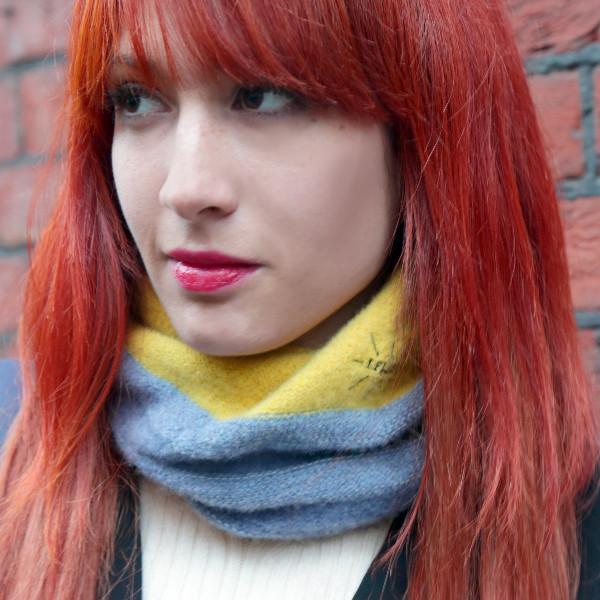 Reflective Twisted Wool Snood - Blue